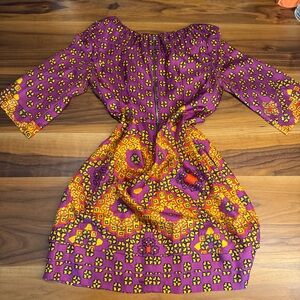Phoebe Couture Purple and Yellow Geometric Dress